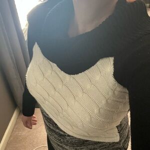 The Limited Black and White Cowl Neck Sweater